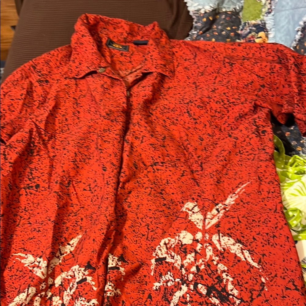 Route 66 Red and Black Casual Button Down Shirt